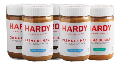 5 Crema De Maní Hardy 380gr Mantequilla Sin Azucar Agregada