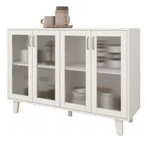 Comprar Aparadores Bufetera Con 4 Puertas De Vidrio Color Blanco