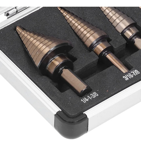 Set De 3 Brocas Pino Cónicas Escalonadas 4-32mm
