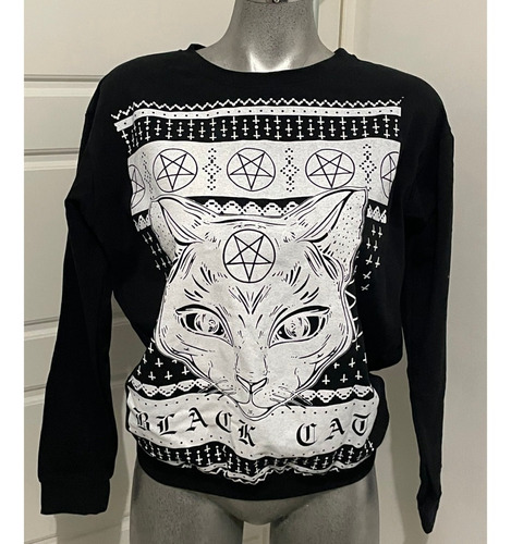 Sweater Bastetpurr Diseño De Gato Sphyx Satanico Relajado
