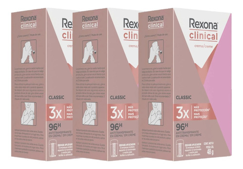 Rexona Clinical Antitranspirante En Crema 48 Gr. 3 Pack ** 