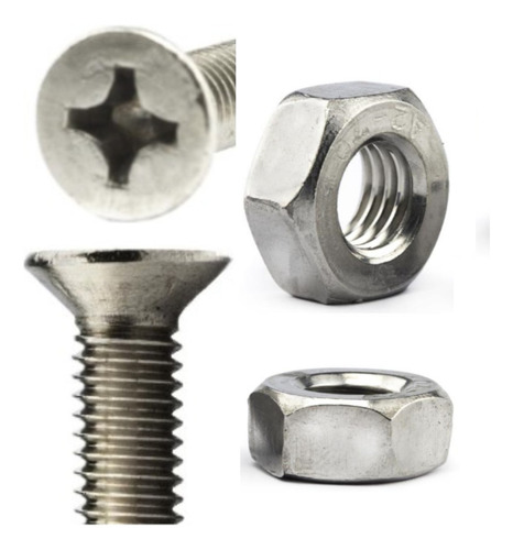 Parafuso Cabeça Chata M2.5 X 12mm Inox A2 Com Porca 20