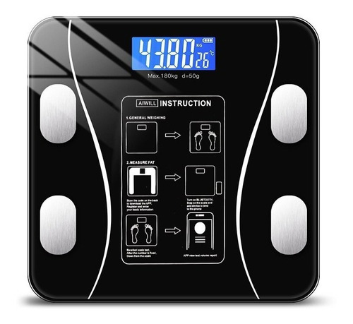 Balanza Digital Bluetooth Capacidad 180 Kg - Negro