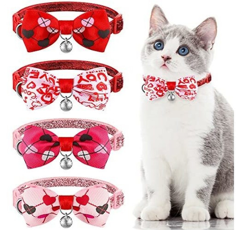 Paquete De 4 Collares Para Gatos De San Valentín Con Pajari