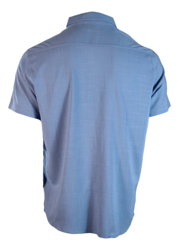 Lcba Camisa Lino Cuello Neru Manga Corta Celeste