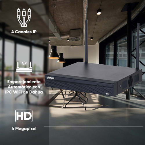 Dahua Nvr Wifi De 4 Megapixeles Con 4 Canales Ip Salidas Hdmi &vga + 1 Bahía De Disco Duro 1 E&s De Audio Protocolo Onvif Y Emparejamiento Automático Con Ipc Wifi De Dahua Nvr1104hs-w-s2