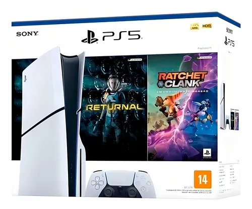 Imagem do produto Console PS5 Slim 1TB (com leitor de disco) + 2 Jogos – Branco em Mercado Livre