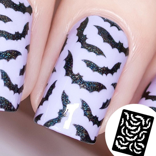 Molde Stencil Unhas - Morcego Hallowen - 20 Unidades