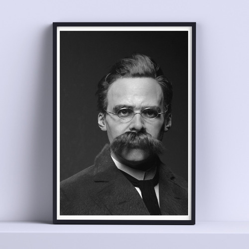 Cuadro Nietzsche Retrato Byn 30x40cm Marco + Vidrio