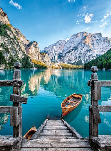 Imagen 2 de 6 de Puzzle Clementoni 500 Piezas Braies Lake Lago Paisaje Bote