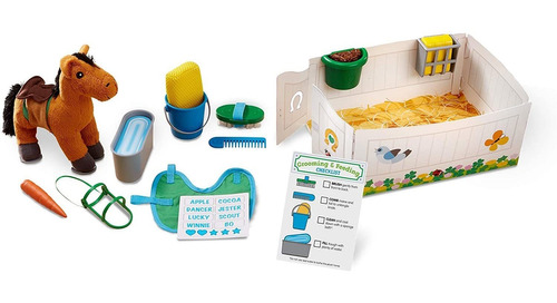 Melissa Doug Feed Feed Horse Care Play Set Con Un Anima...