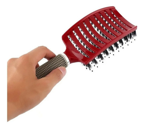 Cepillo De Pelo Desenredado De Nailon Con Cerdas. Color Rojo