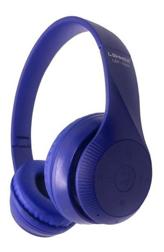 Fone De Ouvido Grande Bluetooth Headset Stereo Sem Fio Hi Fi Cor Azul Royal