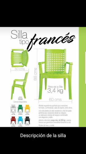 Silla Plastica Tipo Francés 