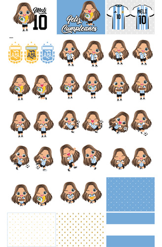 Kit Imprimible Argentina Nena Editable Incluye Invitación