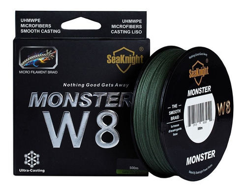 Linha De Pesca Multifilamento 500m 8 Fios Monster 8x Verde