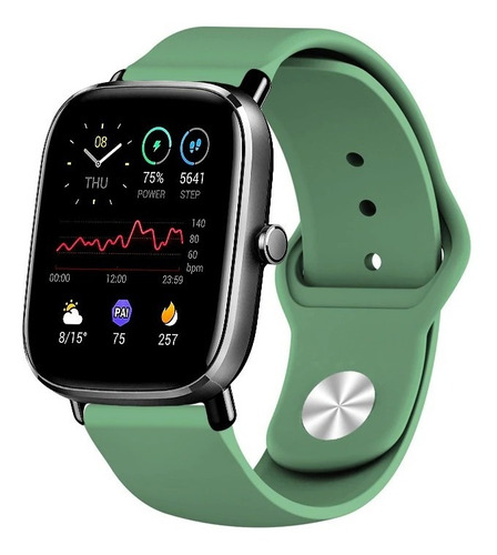 Correa Deportiva Lisa Premium Para Amazfit Gts 2 Mini Verde Oscuro M/l