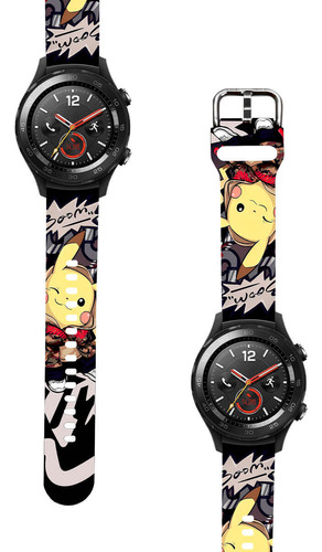 Correa Compatible Con Huawei Watch 2 Pikachu Boom Negro