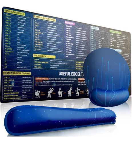 Excel Cheat Sheet Desk Pad, Excel Atalhos Mousepad Conjunto