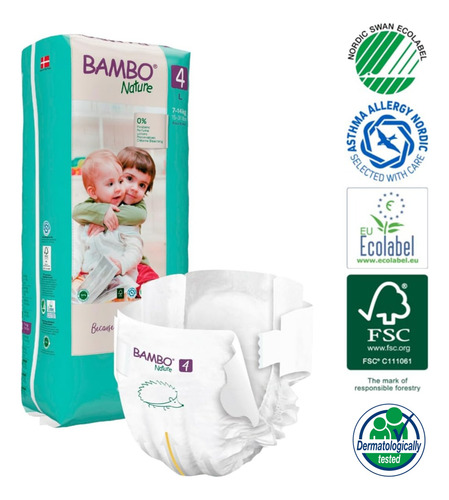 Caja Pañal Ecológico Bebe Bambo Nature 4, Paq.alto (144 Uni)