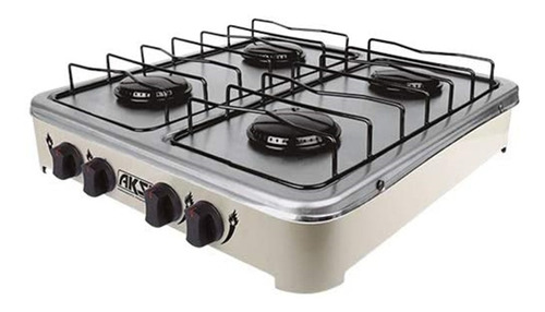 Parrilla Acero Inox De 4 Quemadores Almendra Aksi 116042