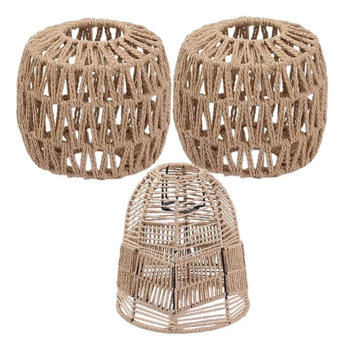 Lámpara Colgante De Mimbre Y Ratán De Estilo Retro A*gift, 3
