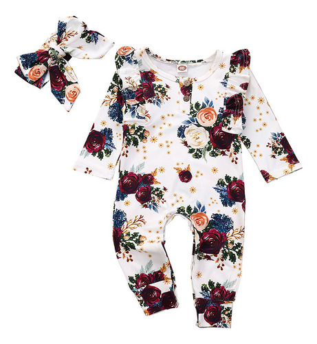 Trajes Tipo Mameluco Con Diadema Y Estampado De Flores Para