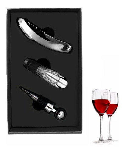 Set Destapador Sacacorcho Botella De Vino - Acero - 3 Pcs