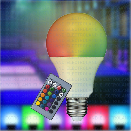 Imagen 7 de 10 de Lampara Led Rgbw 7w E27 220v Control Remoto 16 Colores