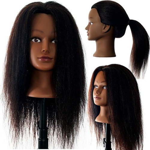 Maniqu De Cabello 100 % Real, 22 A 24 Pulgadas, Afro, Esponj