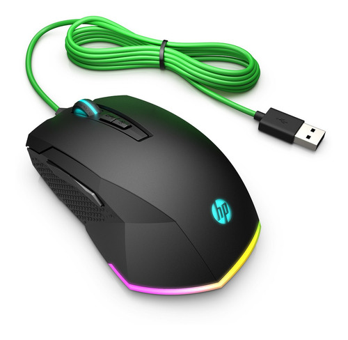 Mouse Alambrico Gamer Hp 200 Wired Negro Verde