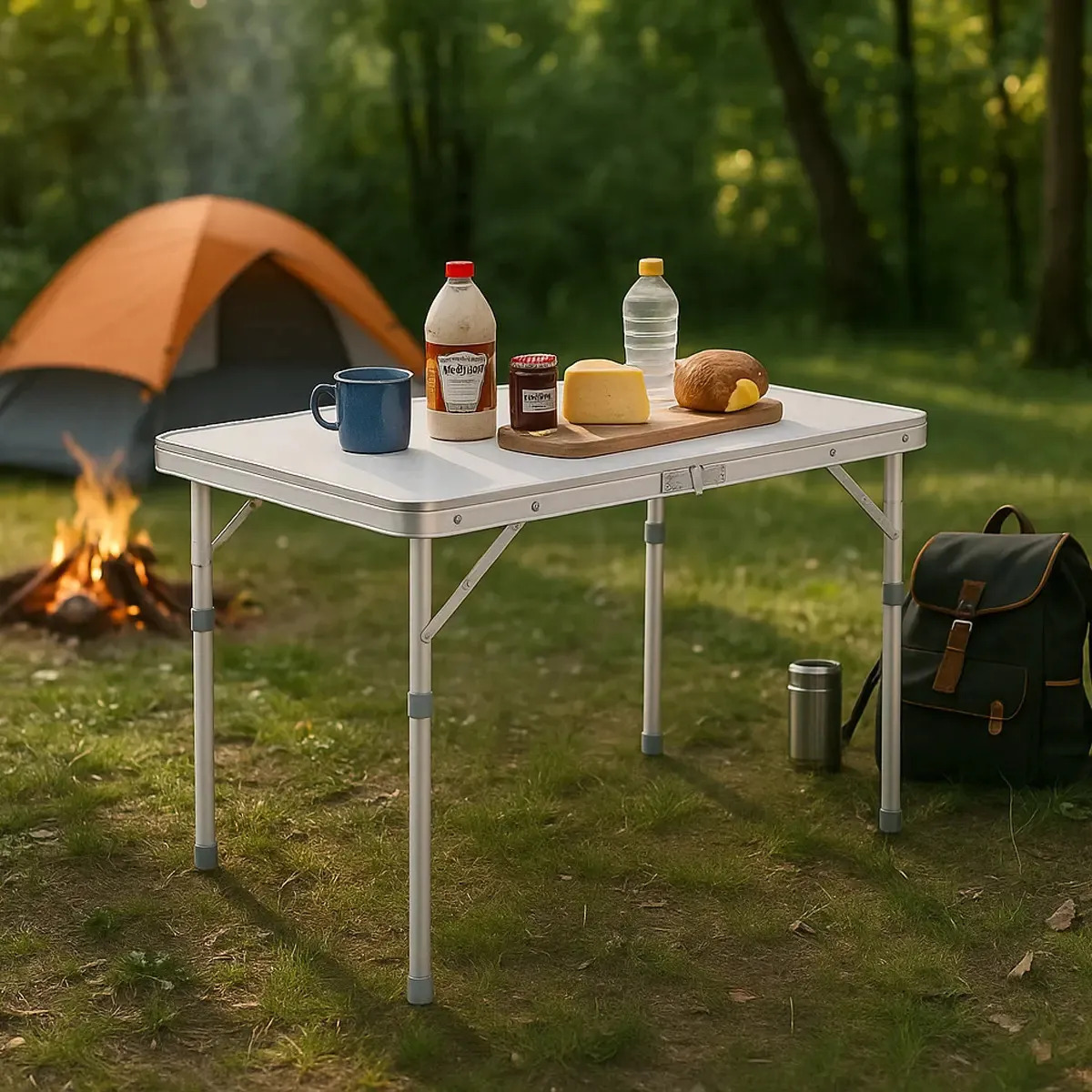 Mesa Dobrável Alumínio Portátil Camping Praia Pesca 90x60