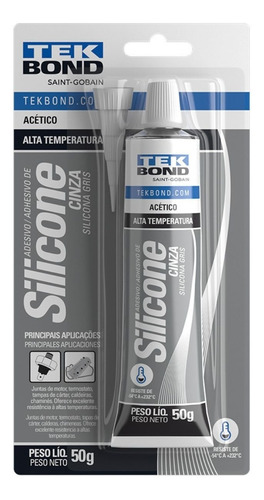 Silicone Acético Cinza Alta Temperatura 50g Tekbond