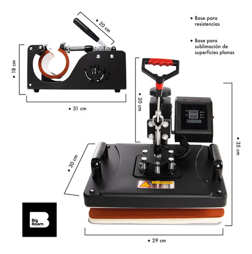Plancha Sublimacion Combo 9 En 1 Prensa Trasferencia Calor N