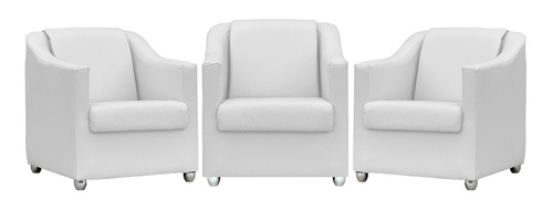 Kit 3 Poltronas Decorativas Para Sala De Espera Corino Cores Cor Branco