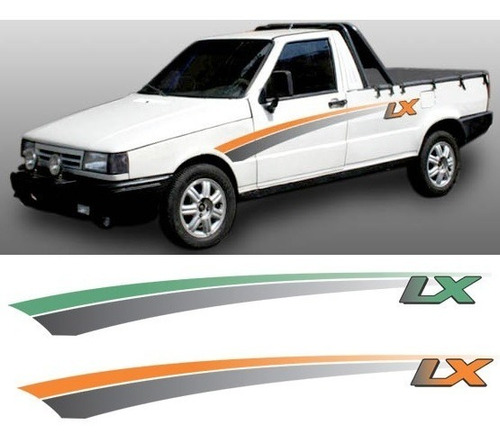 Kit De Faixas Adesivo Pick-up Fiorino Lx 94 Laranja Ou Verde