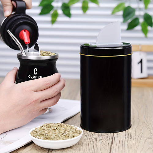 Tarro De Almacenamiento Para Yerba Mate, Con Tolva Abatible,