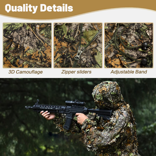 3d Leafy Camo Ghillie Suit For Men: Woodland Hunting Apparel