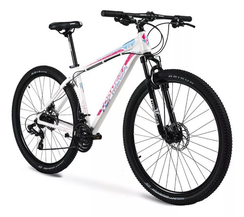 Mountain bike TopMega MTB Sunshine  2023 R29 L 21v frenos de disco mecánico cambios Shimano Tourney TY300 color blanco/celeste/rosa  