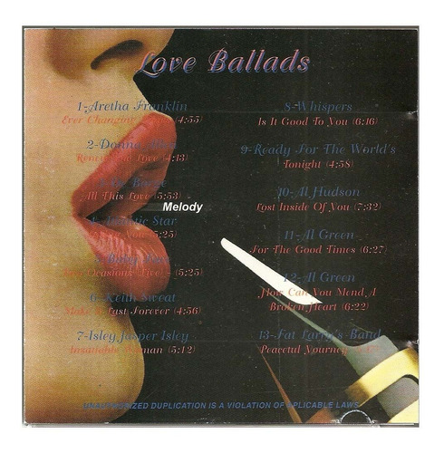 Cd  Cynthia Hind's - Love Ballads Melody Vol.1  (importado)