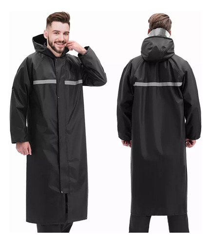 Impermeable Motociclista Negro Reflejantes, Traje De Agua