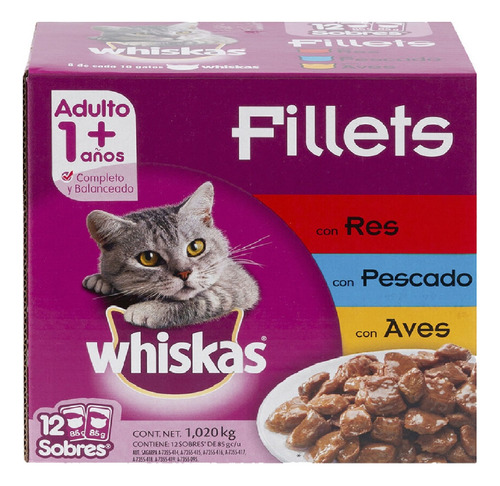 Alimento Húmedo Para Gato Whiskas 12/85 G