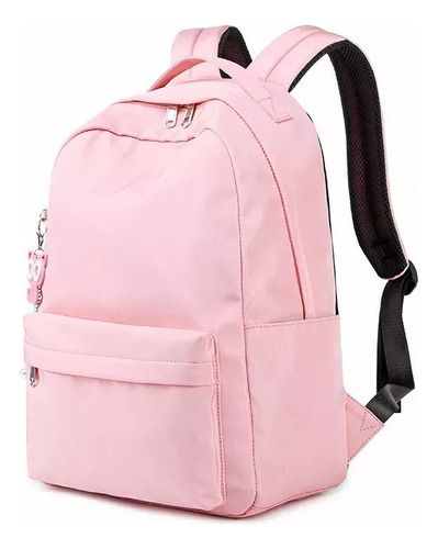 Elegante mochila impermeable para estudiantes, color sólido, color rosa