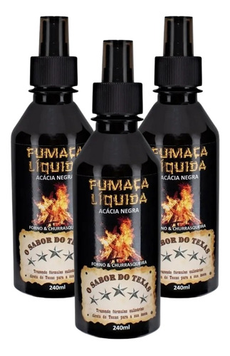 3 Fumaça Líquida Sabor Do Texas 240ml Sabor Defumado