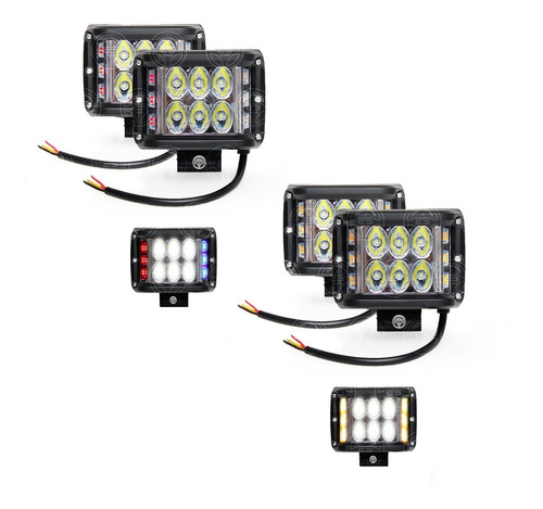 Par Faros 18 Leds Dually Luz Combo Blanca Con Estrobo Pvc F1