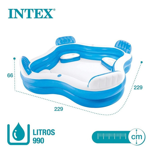 Alberca Intex Piscina Inflable Con Asientos 2.29x2.29x66cm