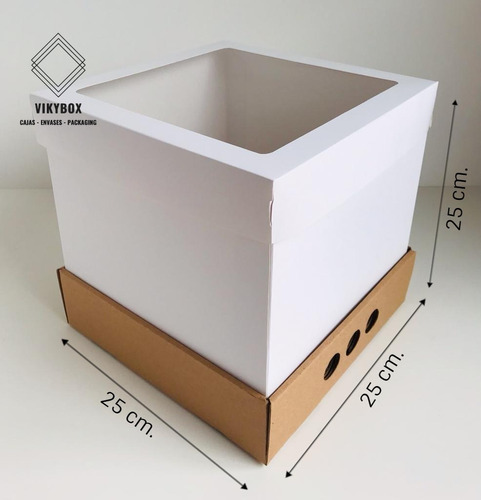 Caja Dripcake 25x25x25 Con Tapa Visor Pack X10