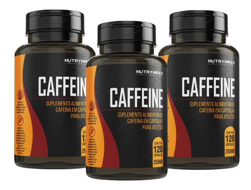 Imagem 1 de 2 de 3x Cafeína120cáps 250mg Termogênico Queima Gordura Nutrimaxx