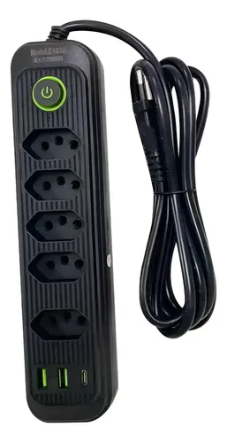 Extensão 5 Tomadas E 2 Usb 1 Pd Led Bivolt Power 110v/220v