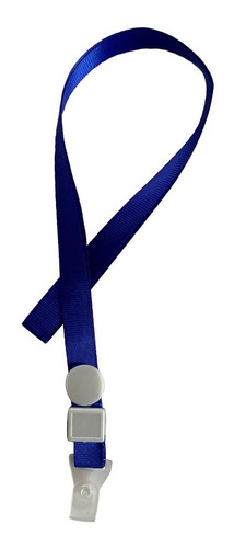 50 Lanyards Azul Con Broche De Goma Transparente 1,5x47cm